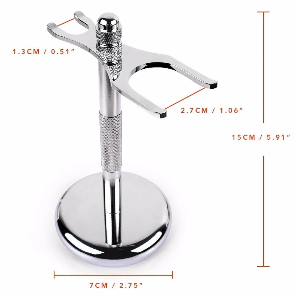 Genova Stainless Steel Shaving Brush & Safety Razor Stand
