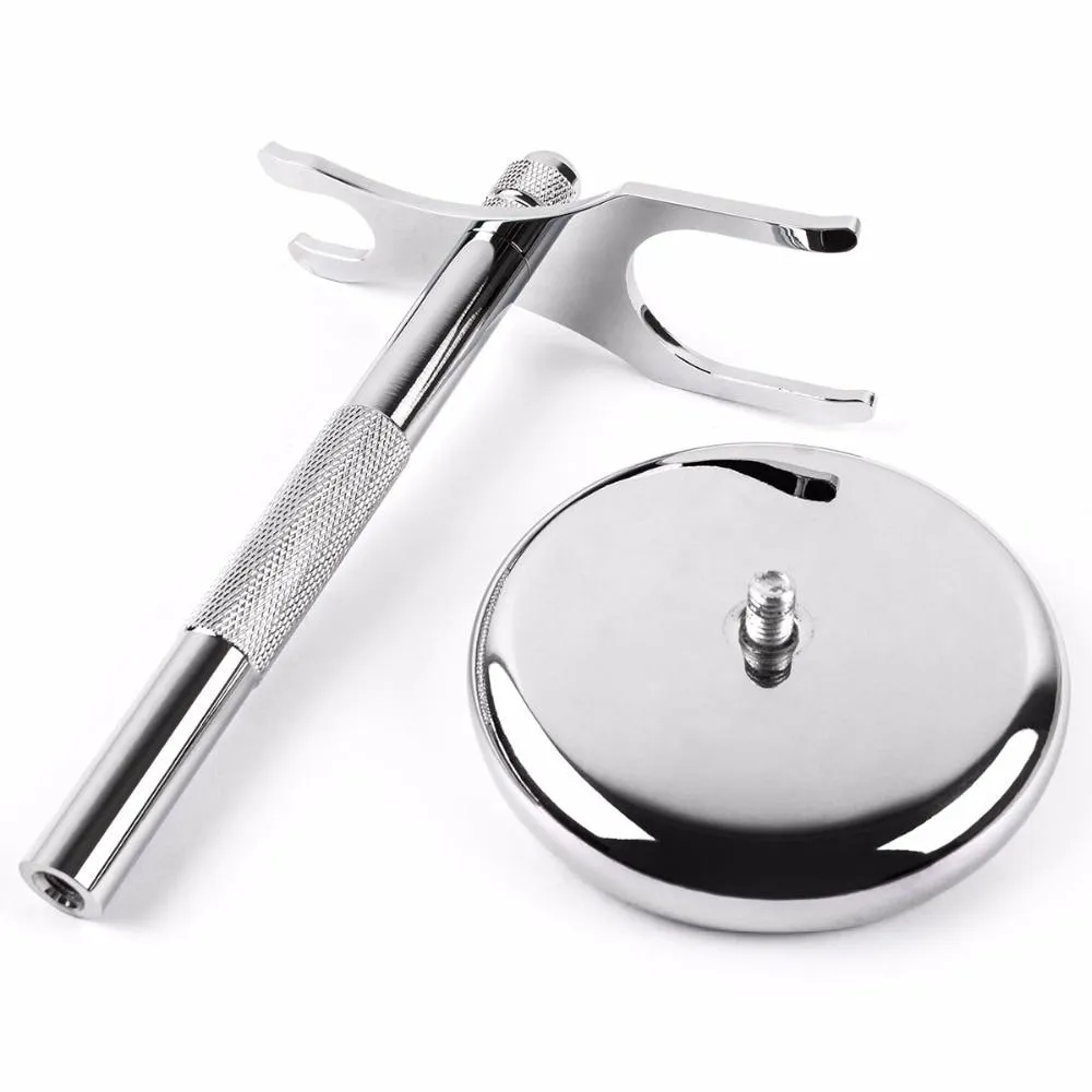 Genova Stainless Steel Shaving Brush & Safety Razor Stand