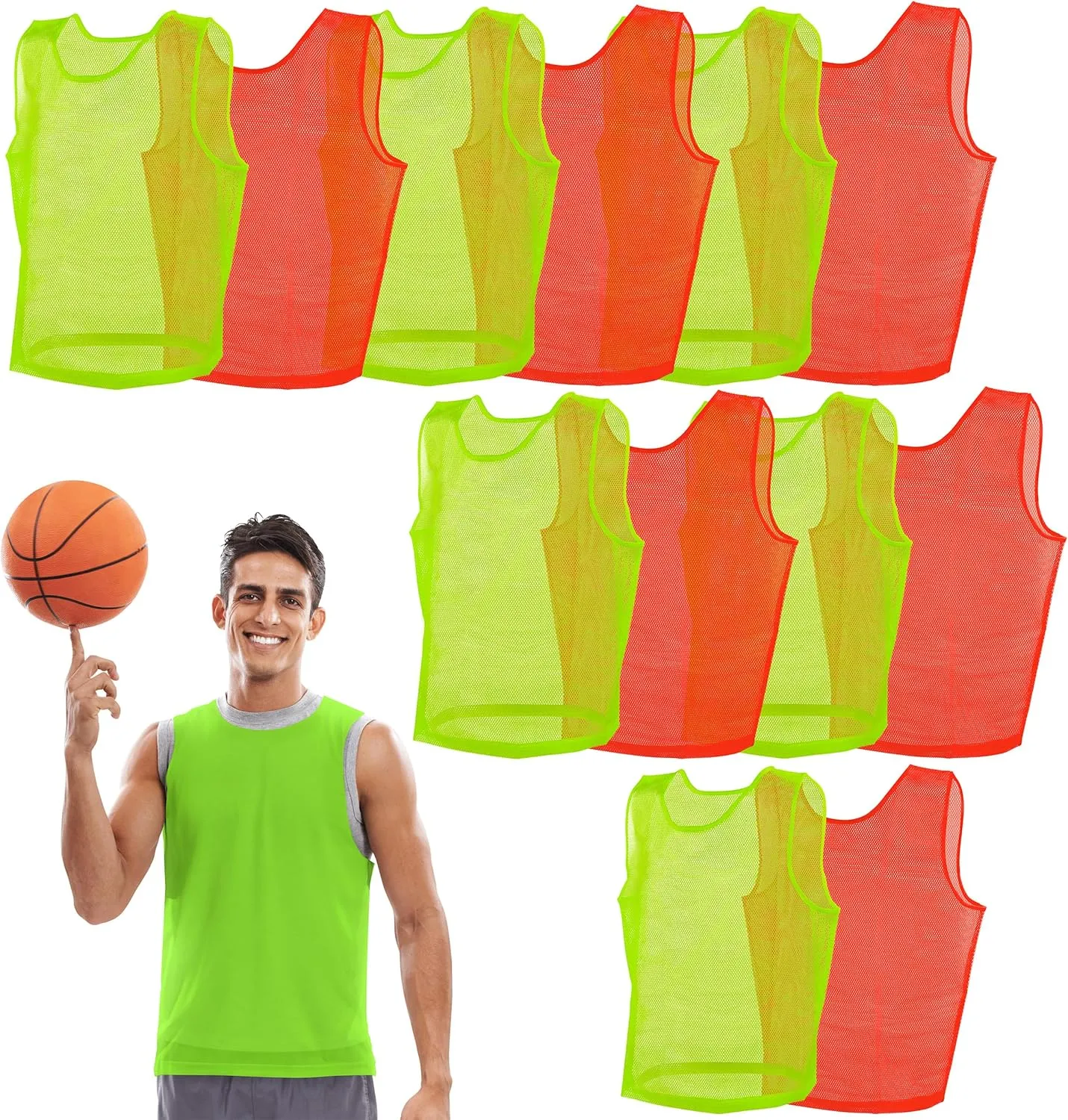Get Out! Scrimmage Vest Pinnies 12pk in Red and Blue  Youth, Teens and Adult Sizes  Nylon Mesh Jerseys for Any Sport