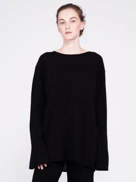 Get Set Oversized Ribbed Cashmere Sweater - Black