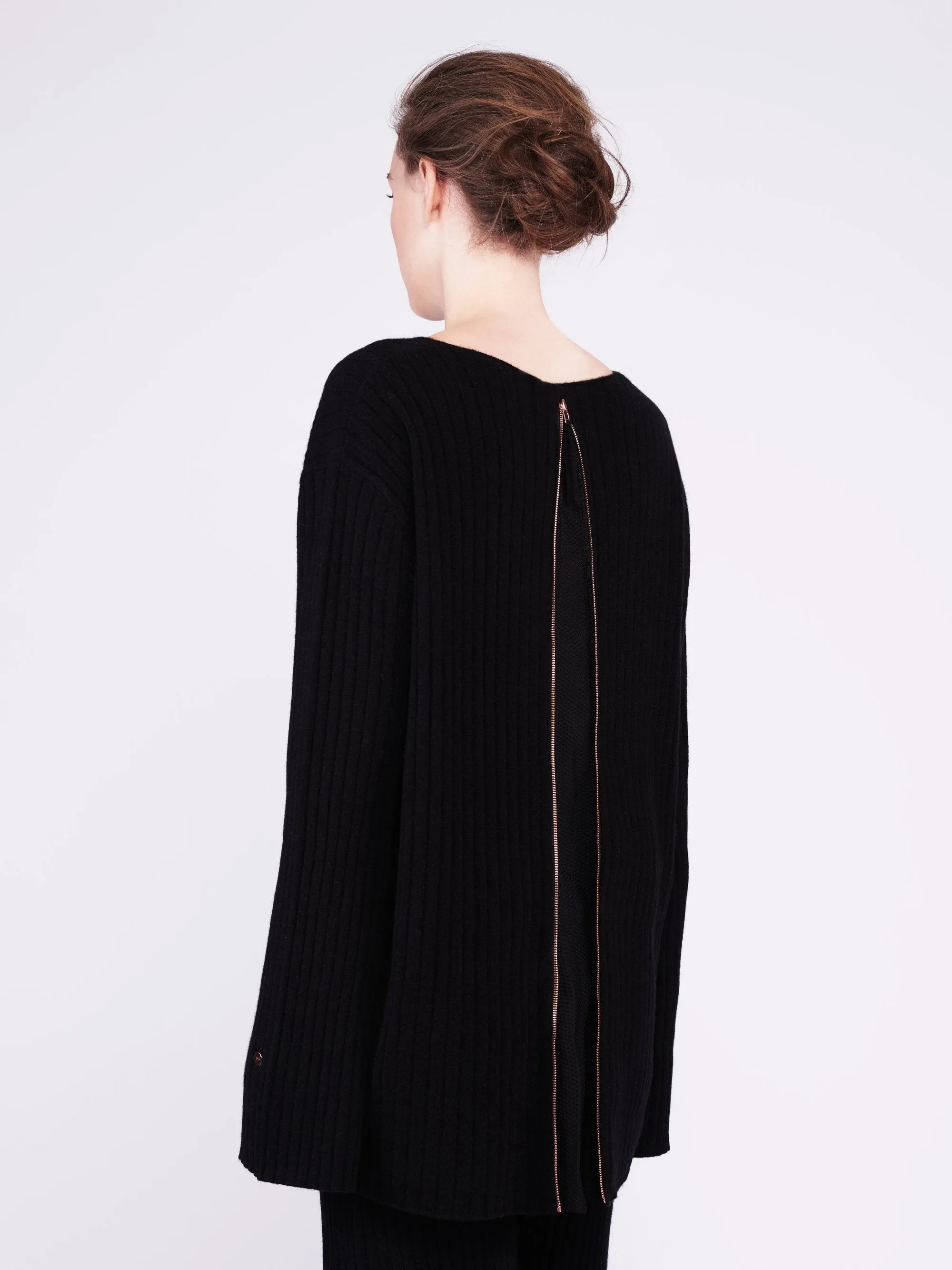 Get Set Oversized Ribbed Cashmere Sweater - Black