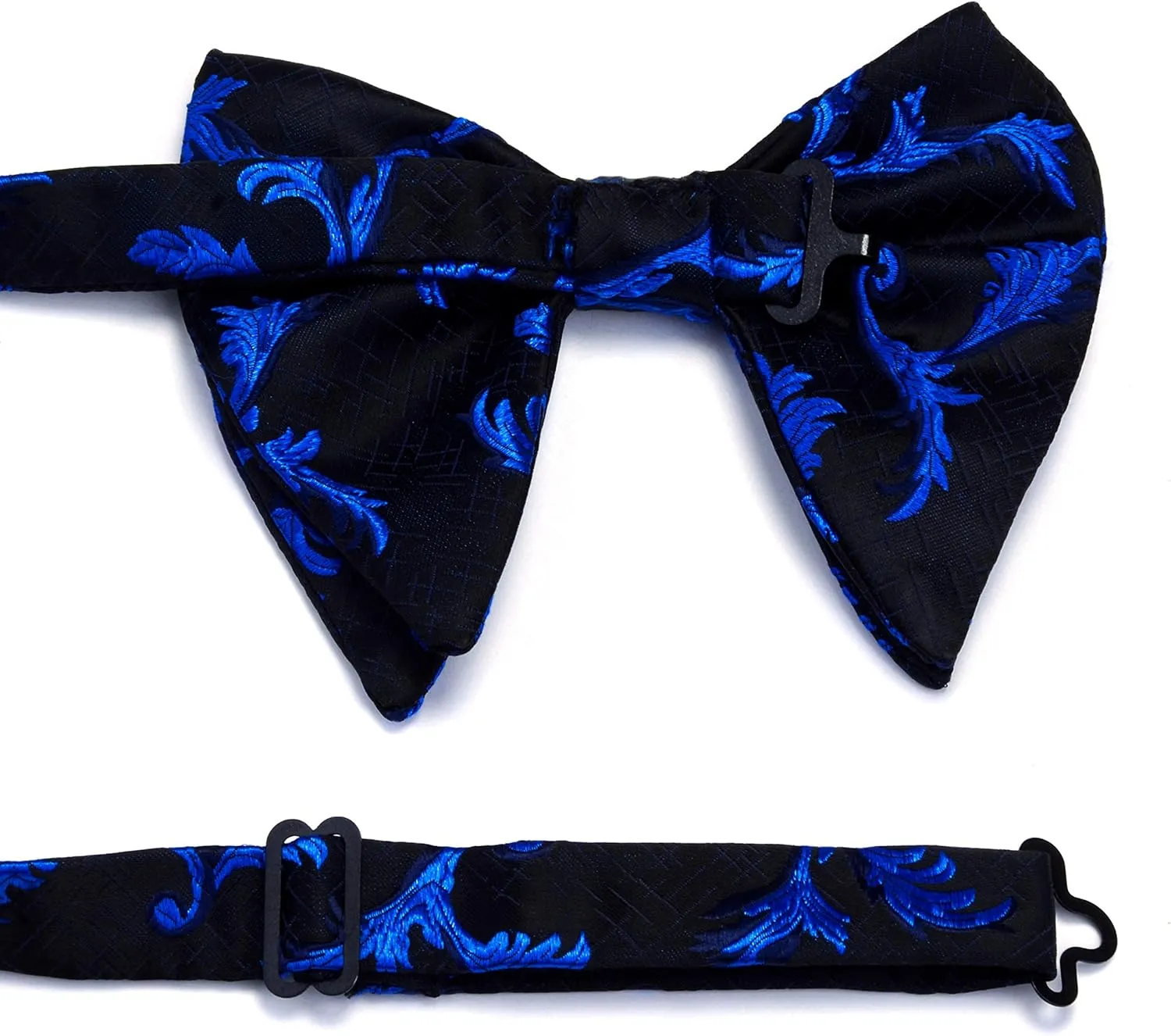 GUSLESON Fashion Floral Adjustable Pre-tied Big Bow Tie and Pocket Square Cufflink Set with Box