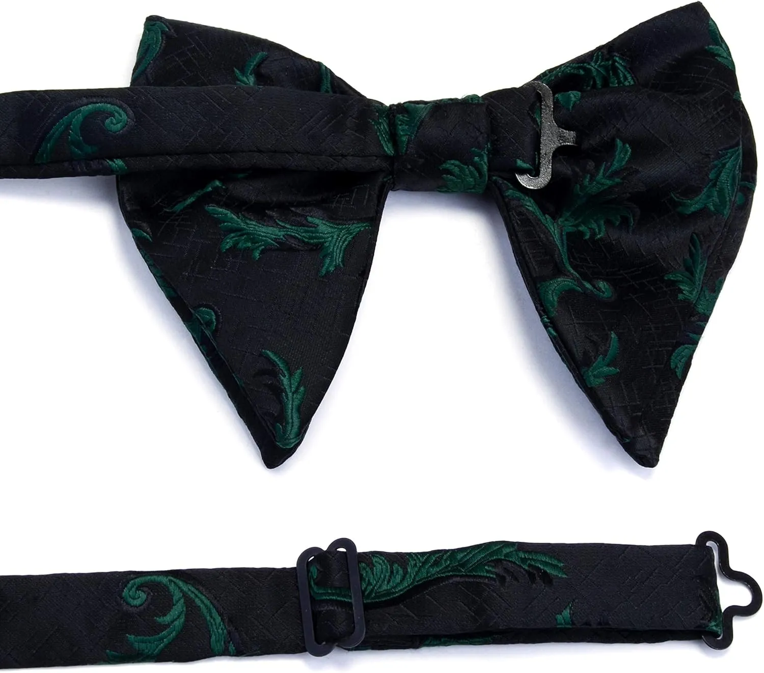 GUSLESON Fashion Floral Adjustable Pre-tied Big Bow Tie and Pocket Square Cufflink Set with Box