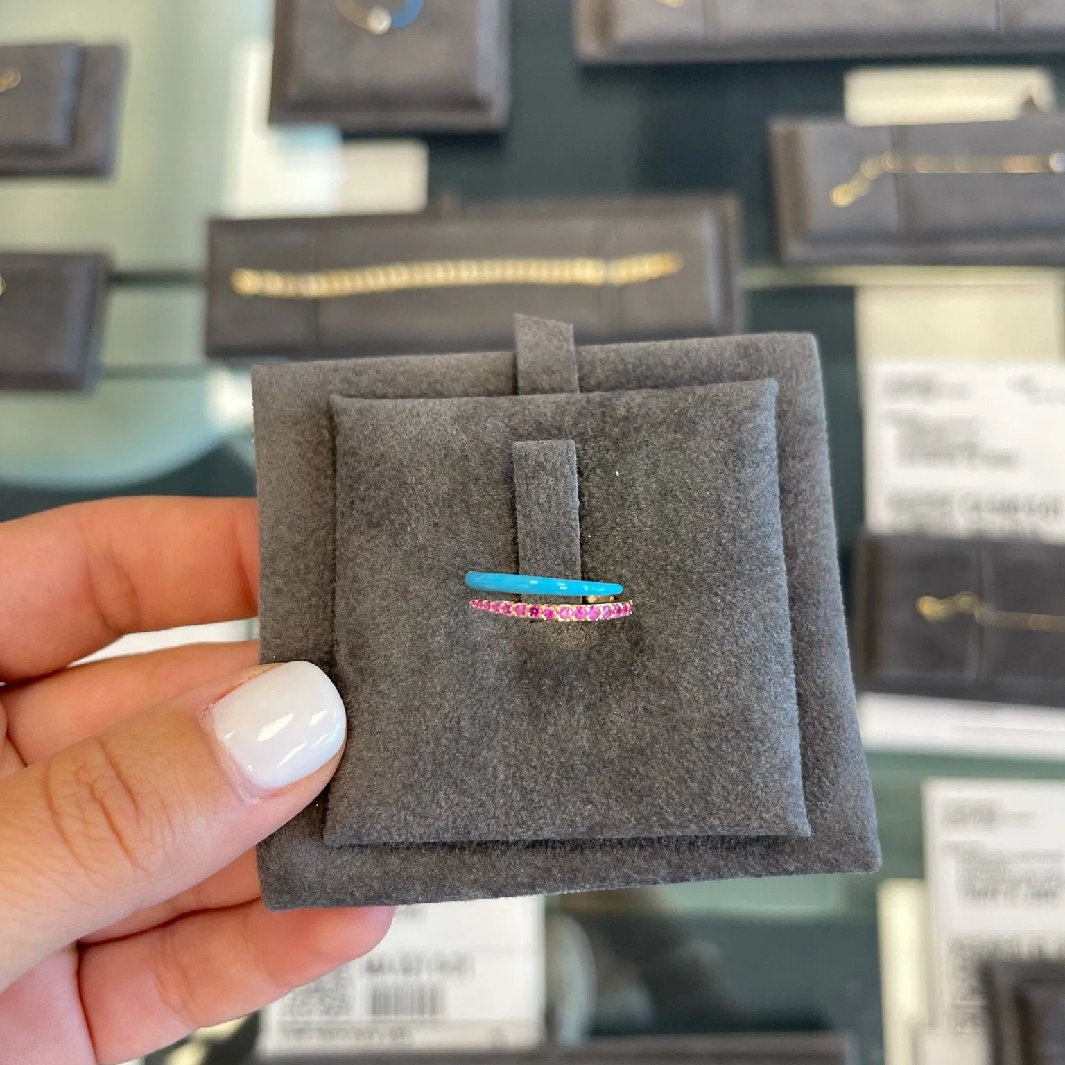 Half Gemstone Half Enamel Wrap Ring