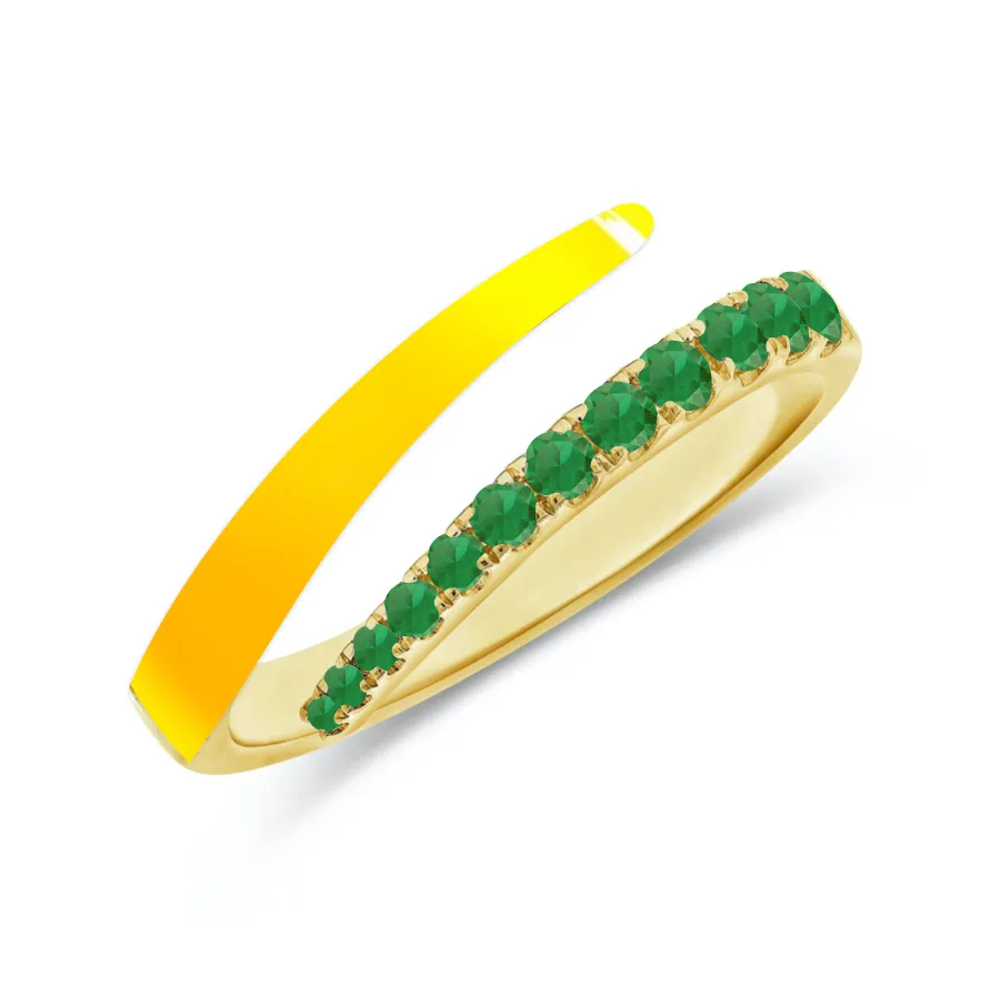 Half Gemstone Half Enamel Wrap Ring