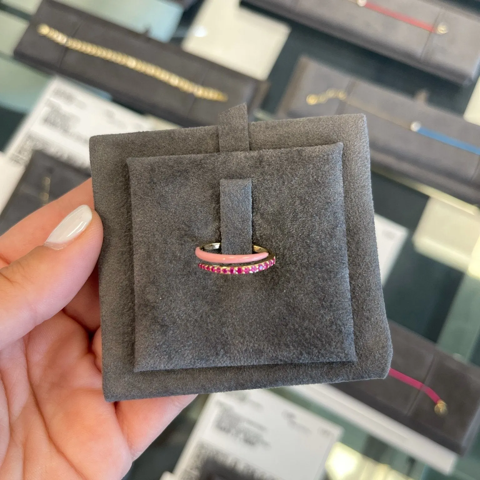 Half Gemstone Half Enamel Wrap Ring