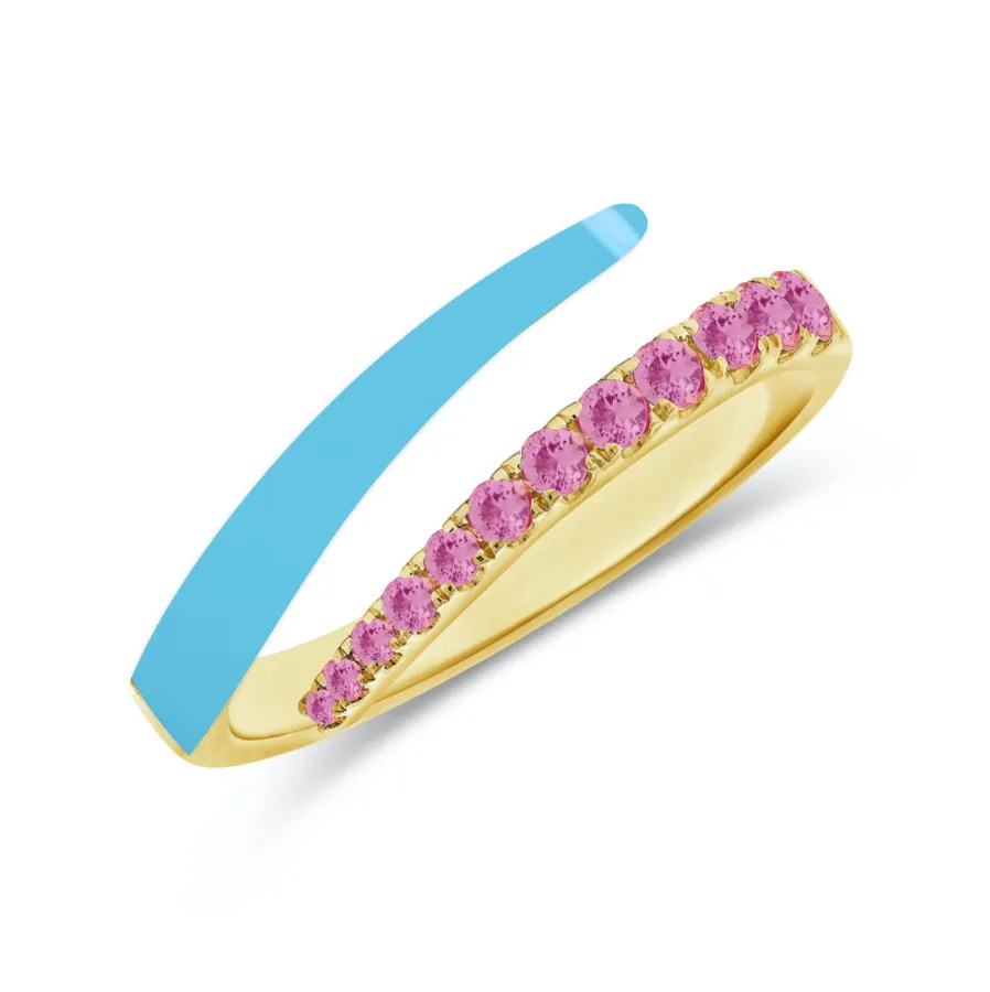 Half Gemstone Half Enamel Wrap Ring