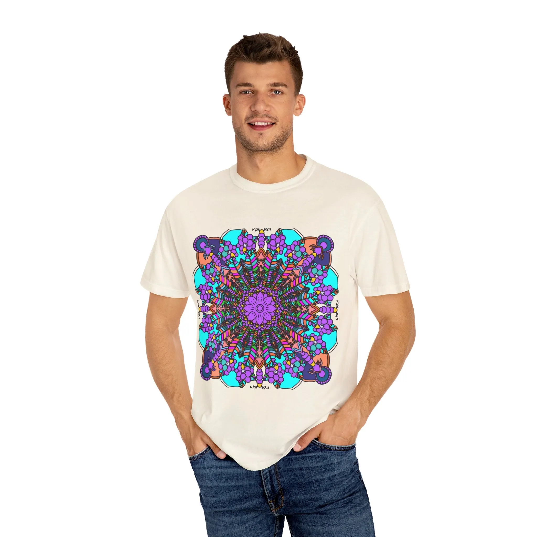 Handmade Mandala Design T-Shirt - 100% Ring-Spun Cotton