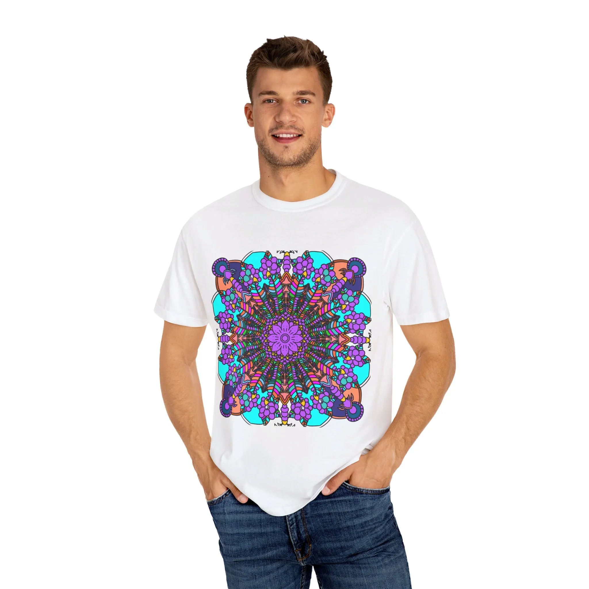 Handmade Mandala Design T-Shirt - 100% Ring-Spun Cotton