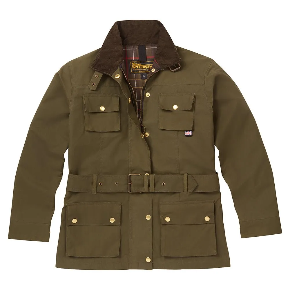 HAVANA WOMAN'S GREEN WAX COTTON MOTORCYCLE JACKET