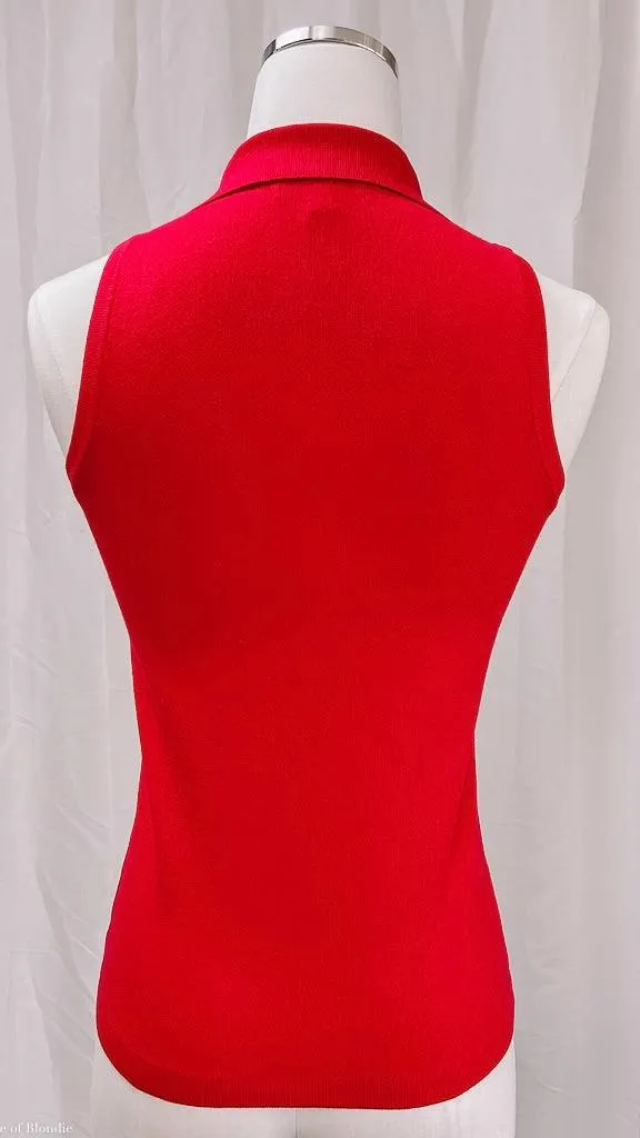 Heidi V-Neck Red Sleeveless Polo