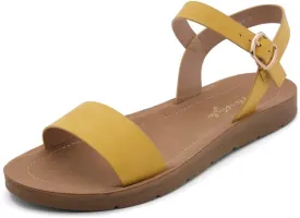 Herstyle Monday Womens Open Toes One Band Ankle Strap Flat Sandals
