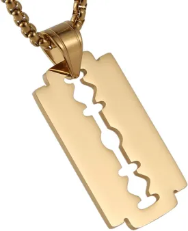 HZMAN Mens Stainless Steel Razor Blade Model Dog Tag Pendant Hip Hop Necklace,22 2" Chain