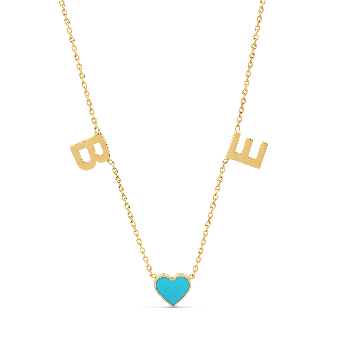 Initials and Enamel Heart Necklace