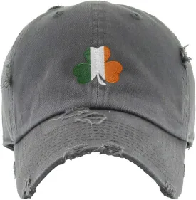 Irish Shamrock Vintage Baseball Cap Embroidered Cotton Adjustable Distressed Dad Hat