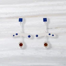 ISHKAR Lapis Lazuli and Agate Malalai Earrings in Silver