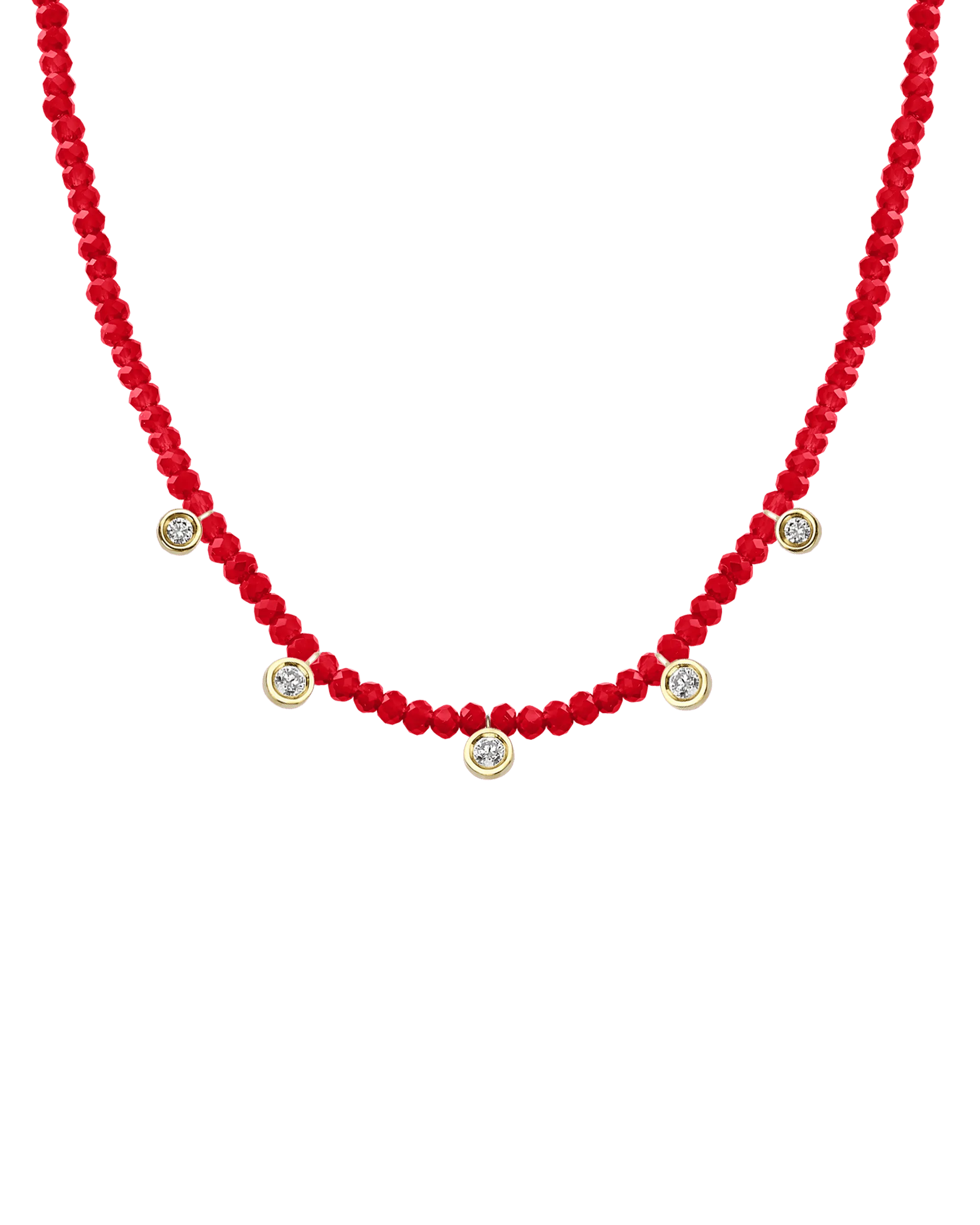 Jade Gemstone & Five diamonds Necklace - 14K White Gold