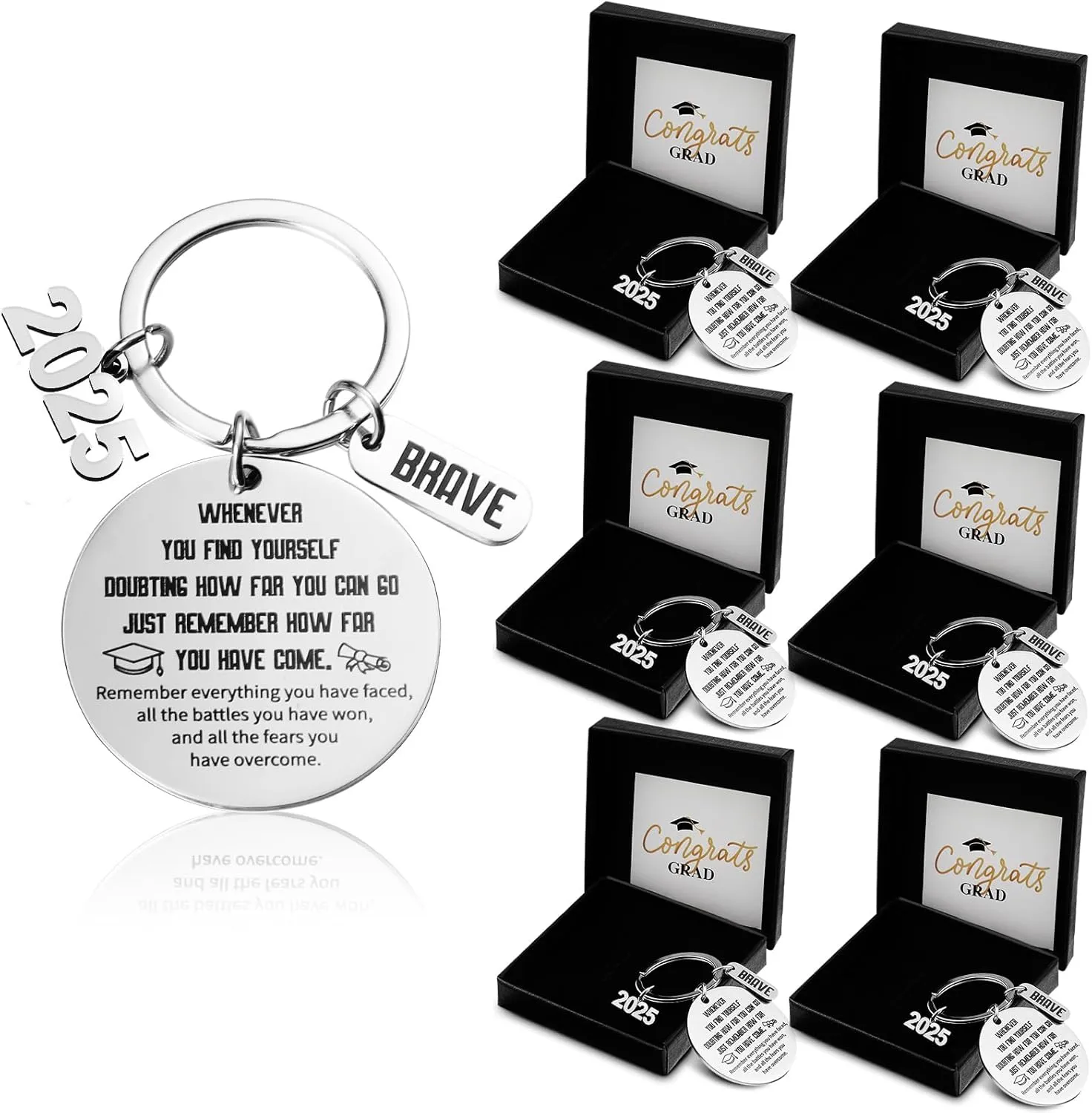 Jetec Class of 2025 Graduation Keychains Gifts Set with Grad Box Card Inspire Quote for Students High School Graduates