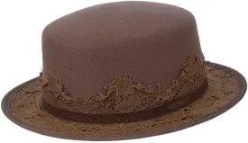 JSEIAJB Autumn and Winter Hats, Children's Flat Top, Flat Brim, Top Hat, Felt Hat, Fashion Hat(D)