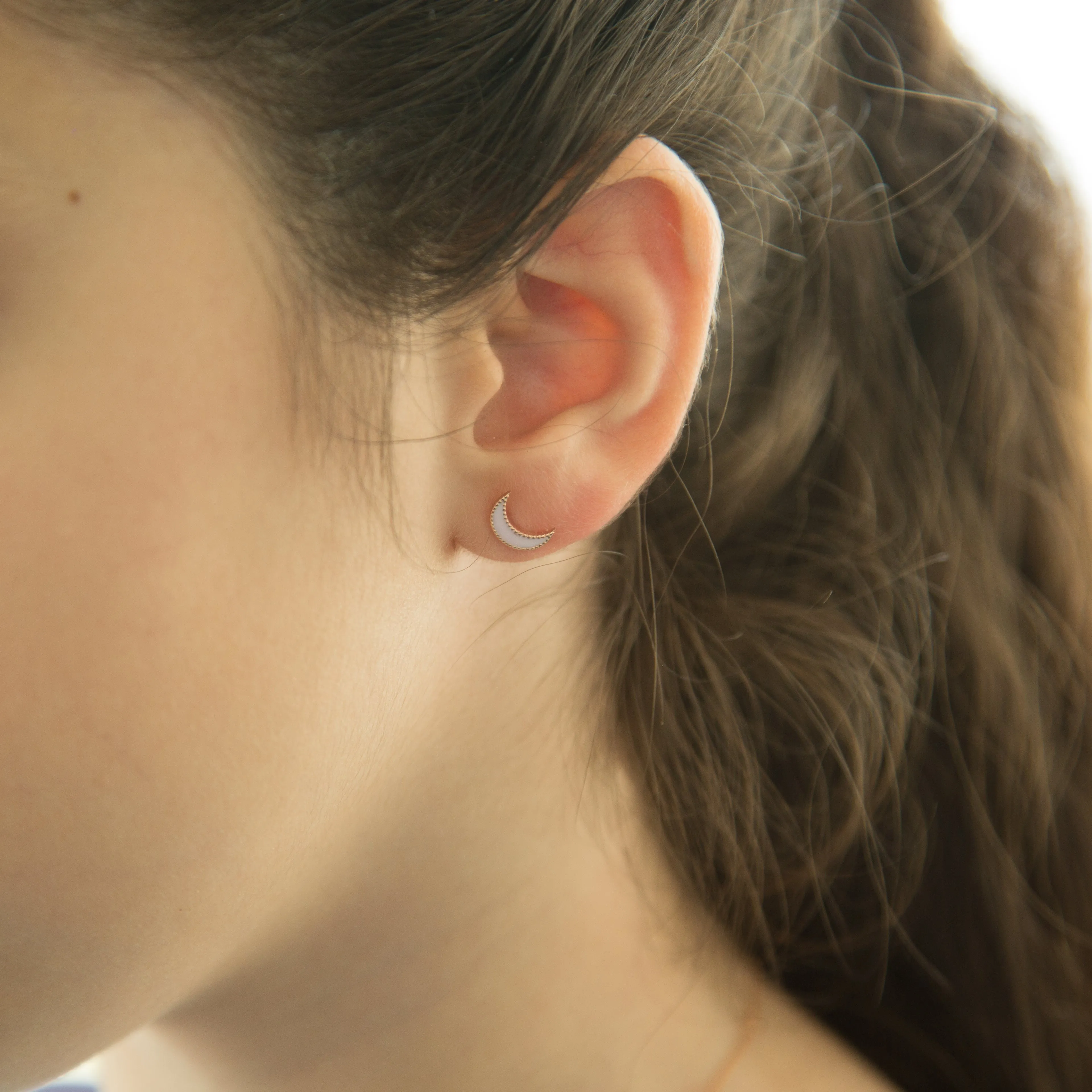 Kids Moon Enamel Earrings