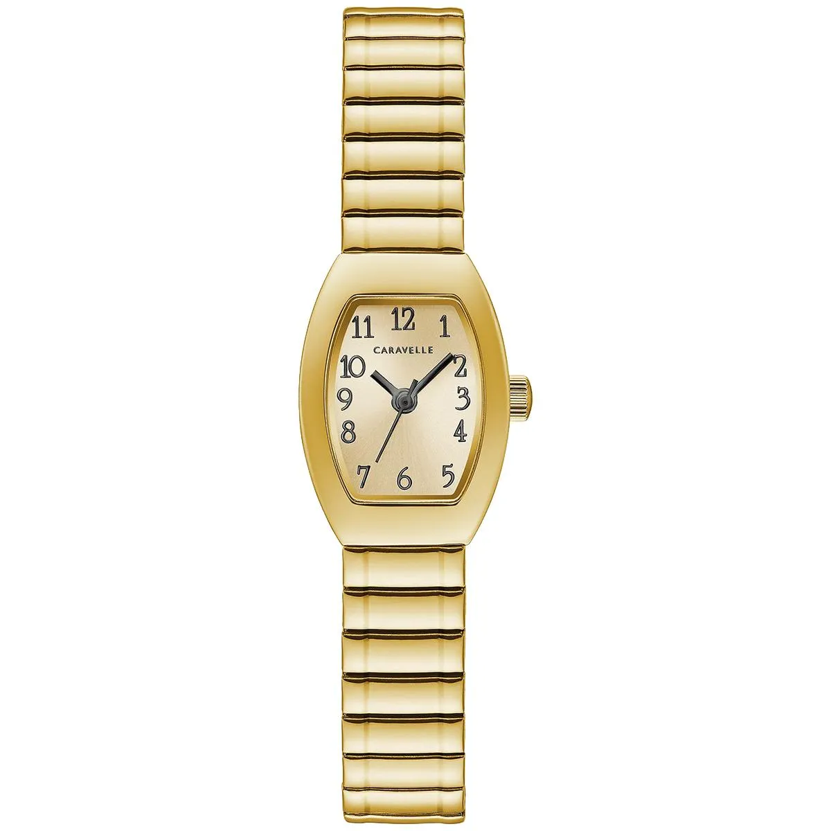 LADIES GOLD-TONE STEEL CARAVELLE TRADITIONAL WATCH WITH EXPANSION BRACELET