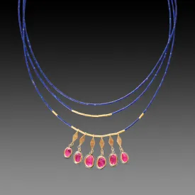 Lapis, Rubies & Gold Necklace