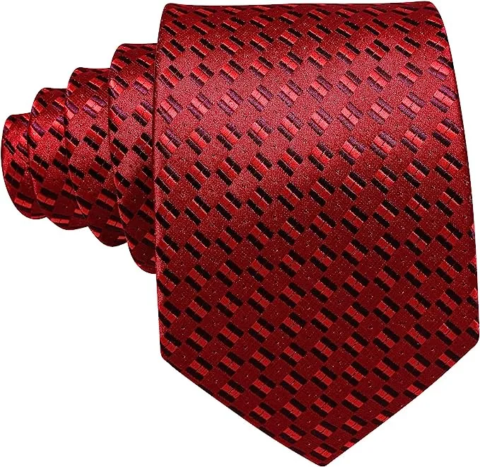 Maroon Red Silk Necktie Set-LBW1363