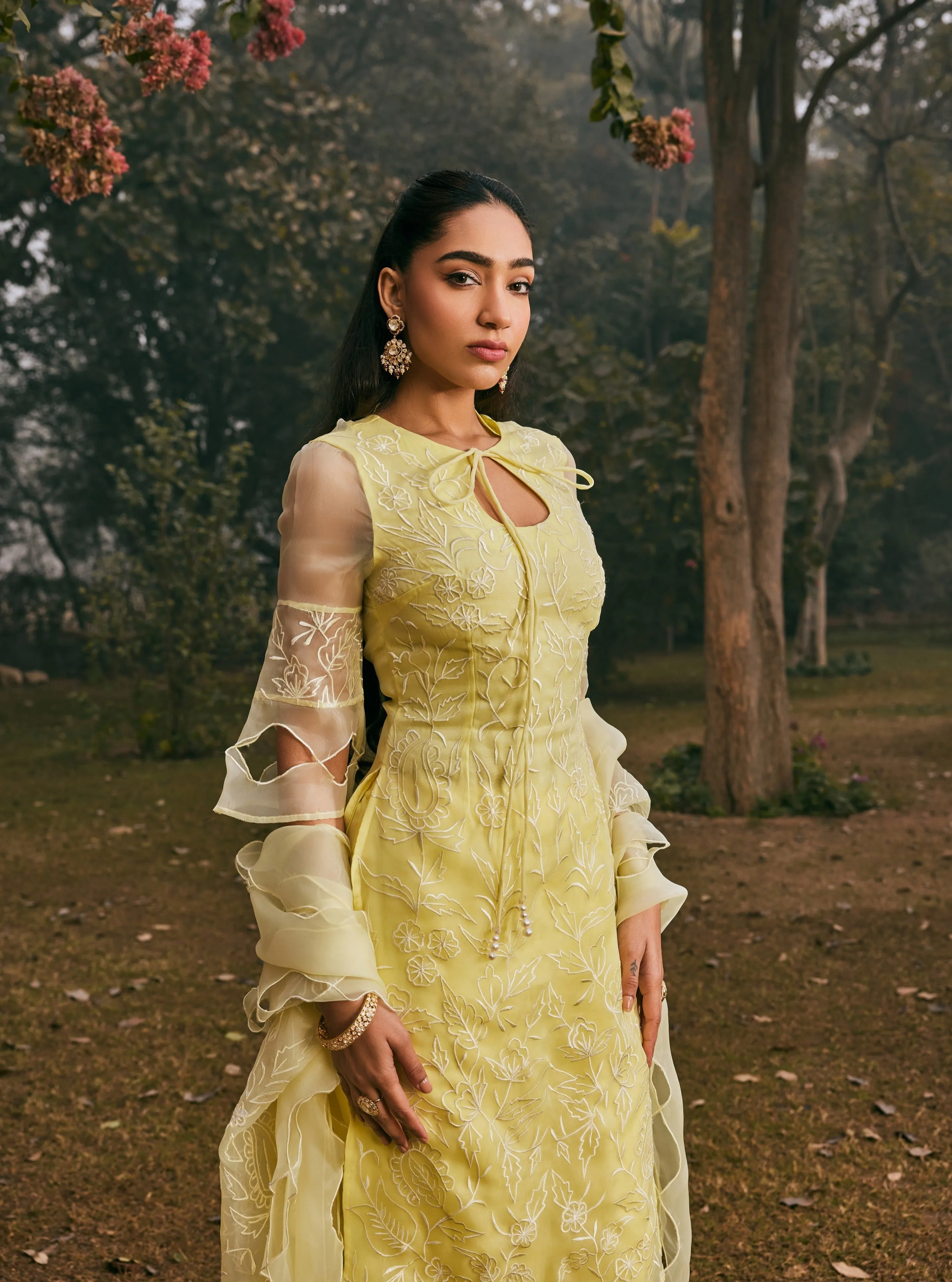 Mazneen Yellow Organza Kurta Set