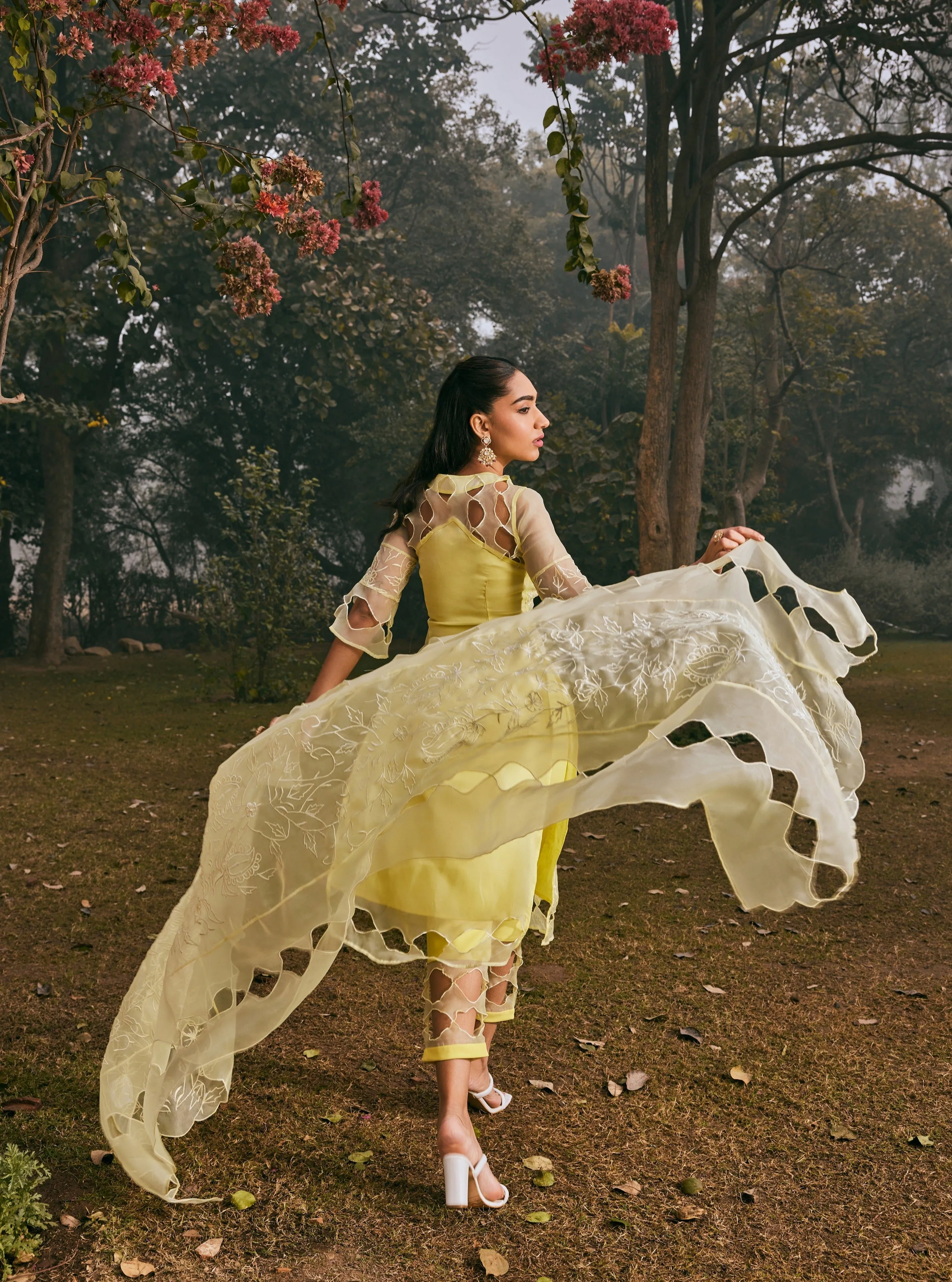 Mazneen Yellow Organza Kurta Set