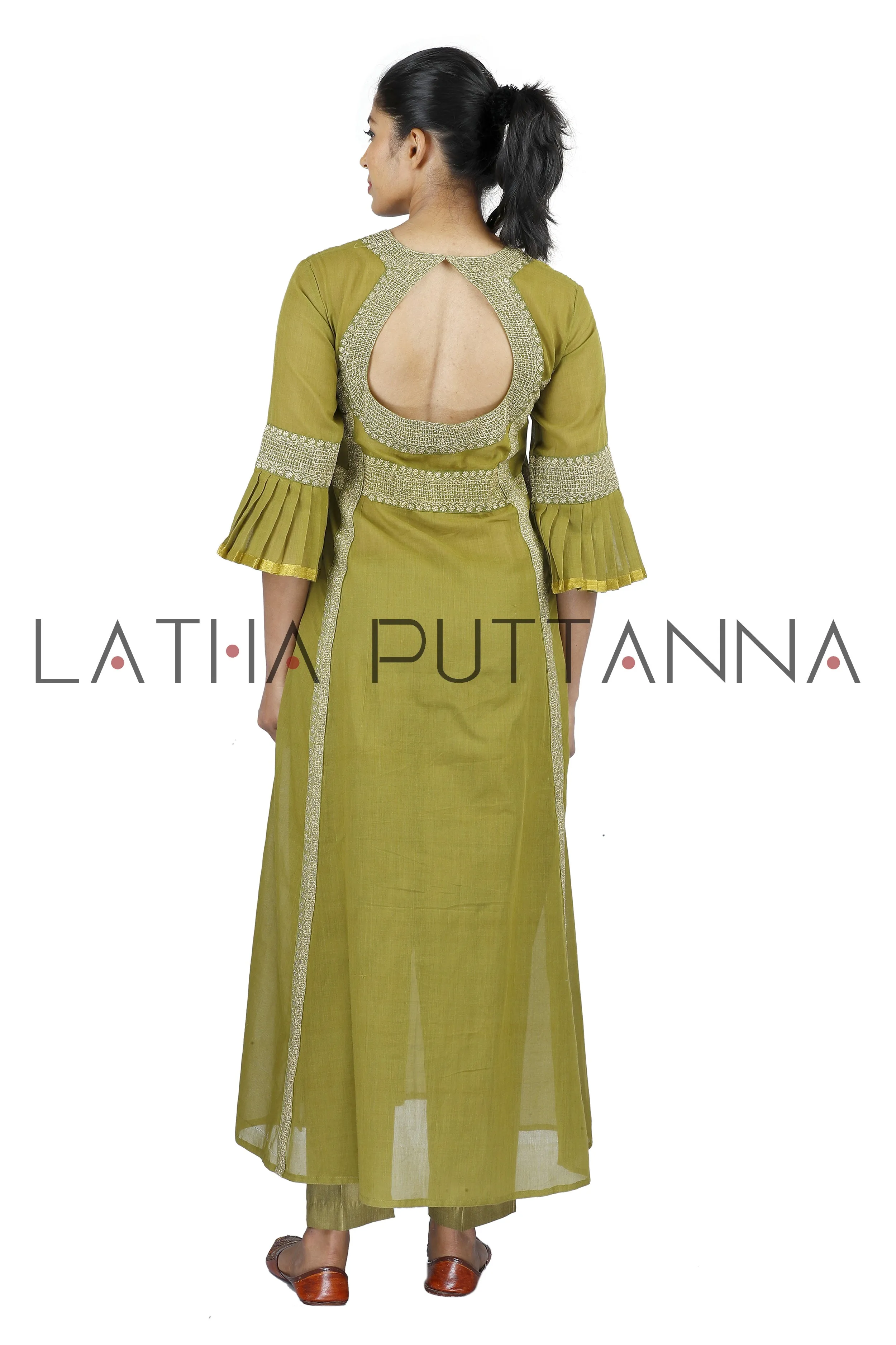 Mehendi Green Salwar with gold embroidery