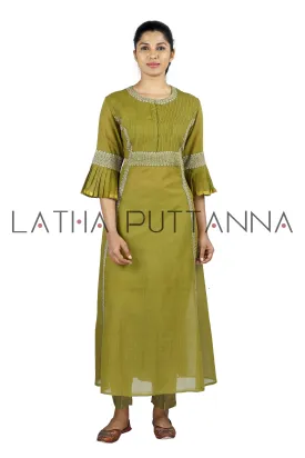 Mehendi Green Salwar with gold embroidery