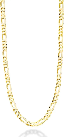 Miabella Solid 18K Gold Over Sterling Silver Italian 5mm Diamond-Cut Figaro Link Chain Necklace for Women Men, 925 Made in Italy