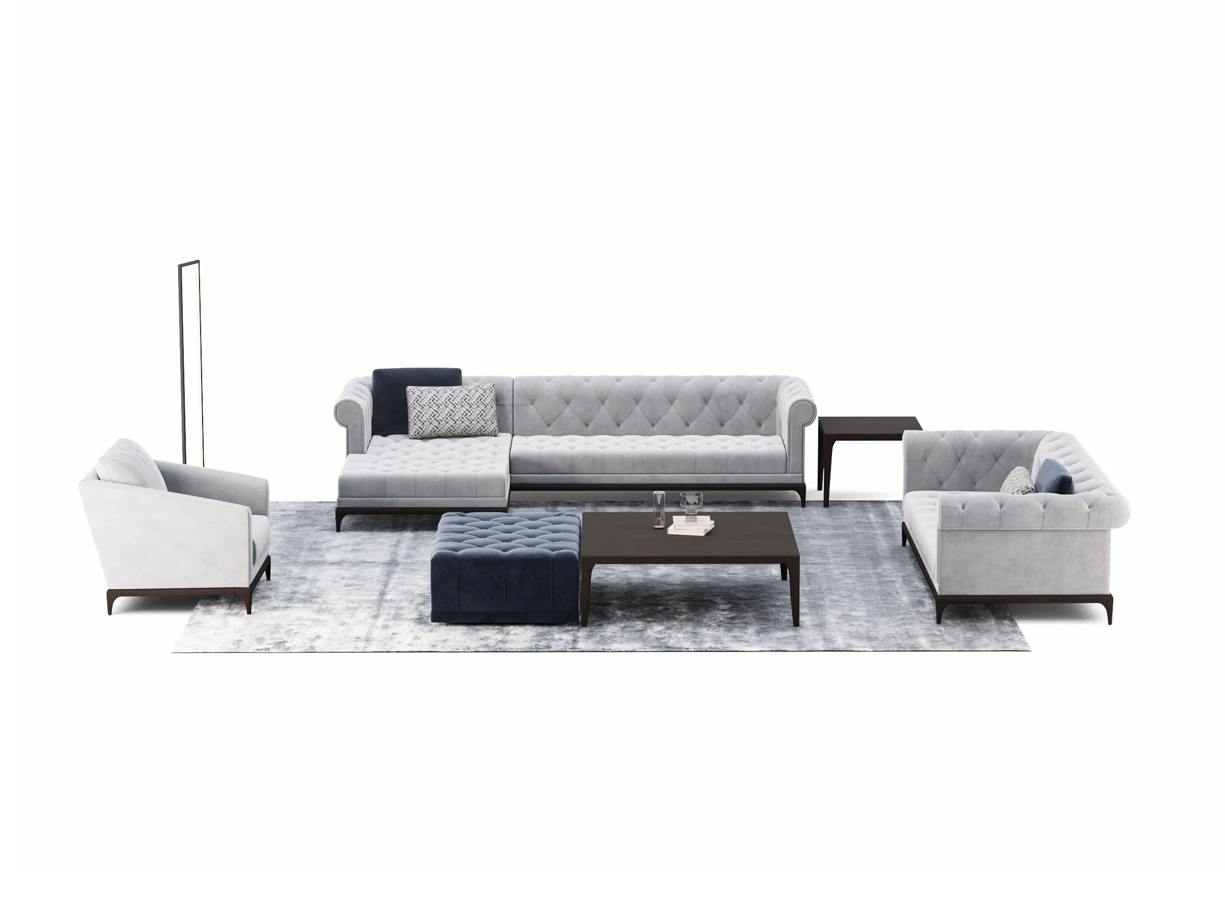 Modern Chester Sectional Chaise  Sofa