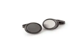 Modern Gun Metal Brushed Round Cufflinks
