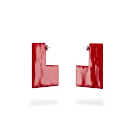 Mondrian - earrings with enamel - red & black