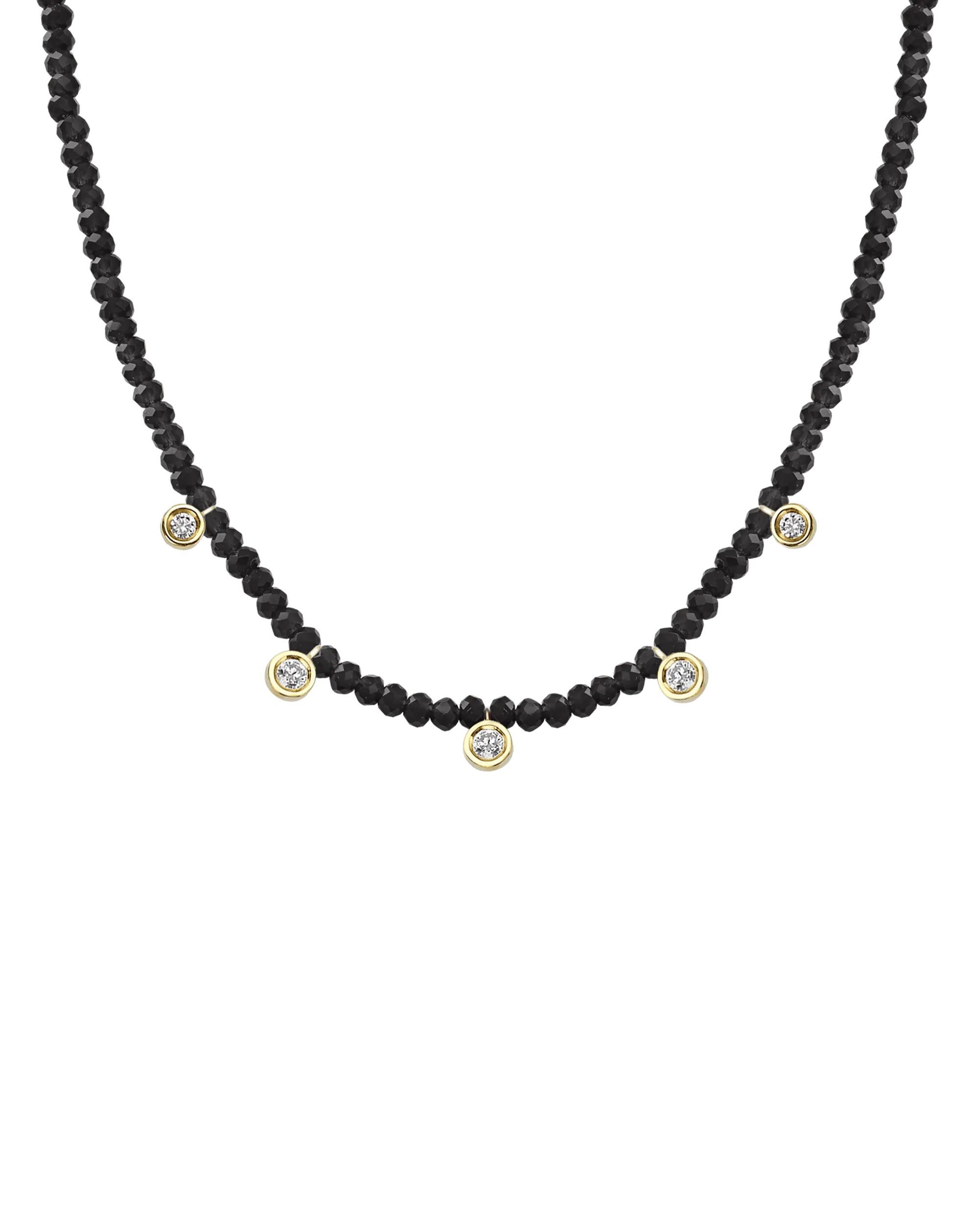 Moonstone Gemstone & Five diamonds Necklace - 14K Rose Gold