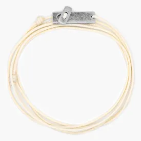 Multi Wraps String Bracelet With Sterling Silver Button (Cream)