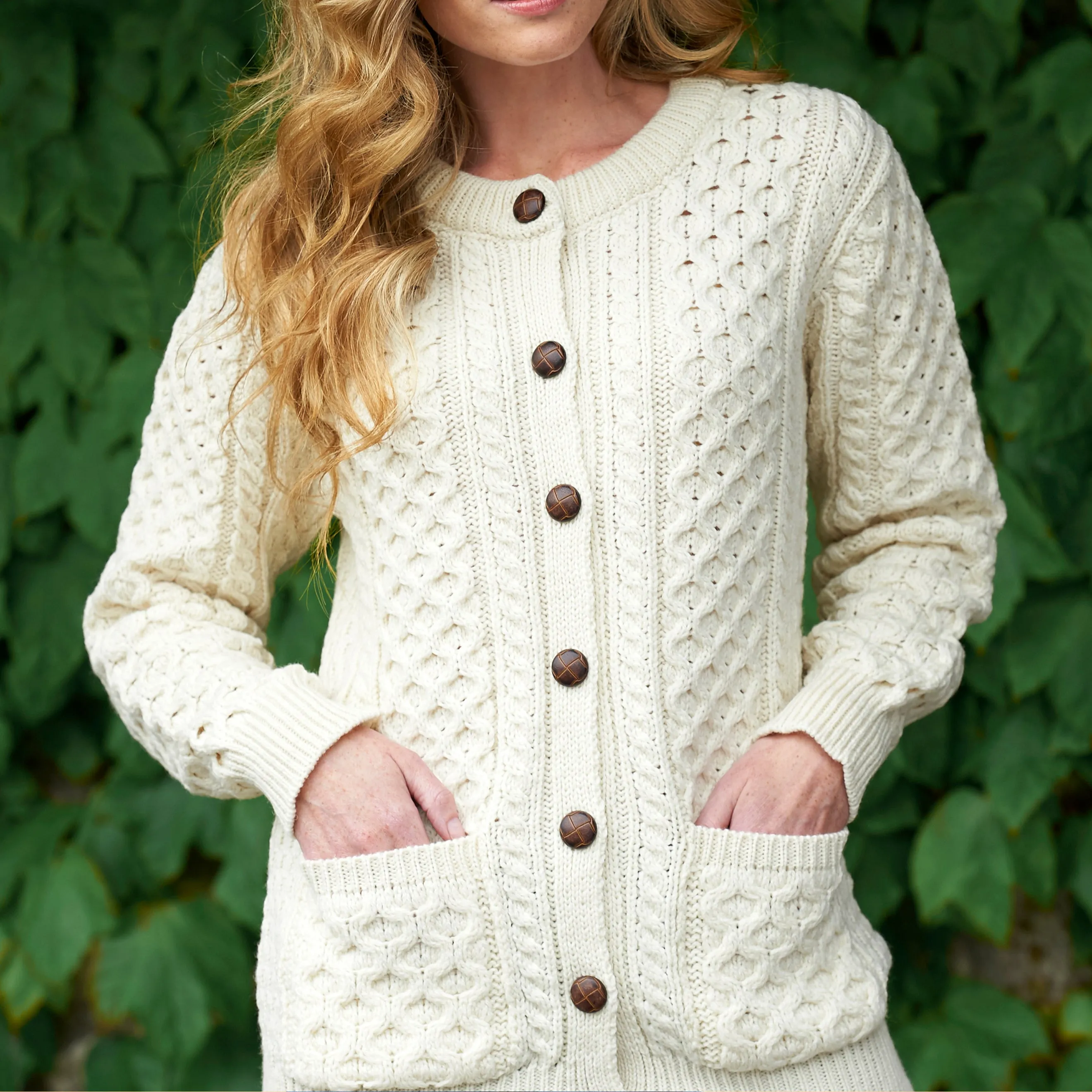 Natural Aran Lumber Cardigan