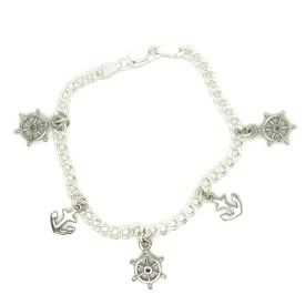 Nautical Bracelet with Six Charms in Sterling Silver