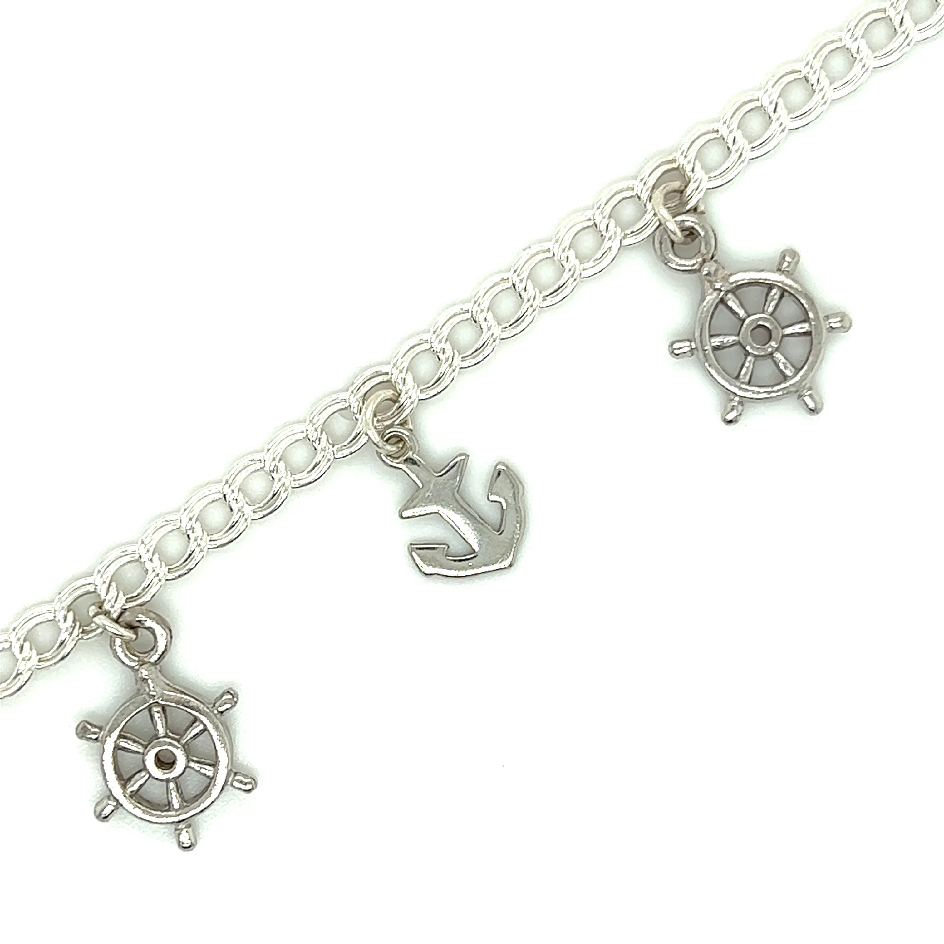 Nautical Bracelet with Six Charms in Sterling Silver