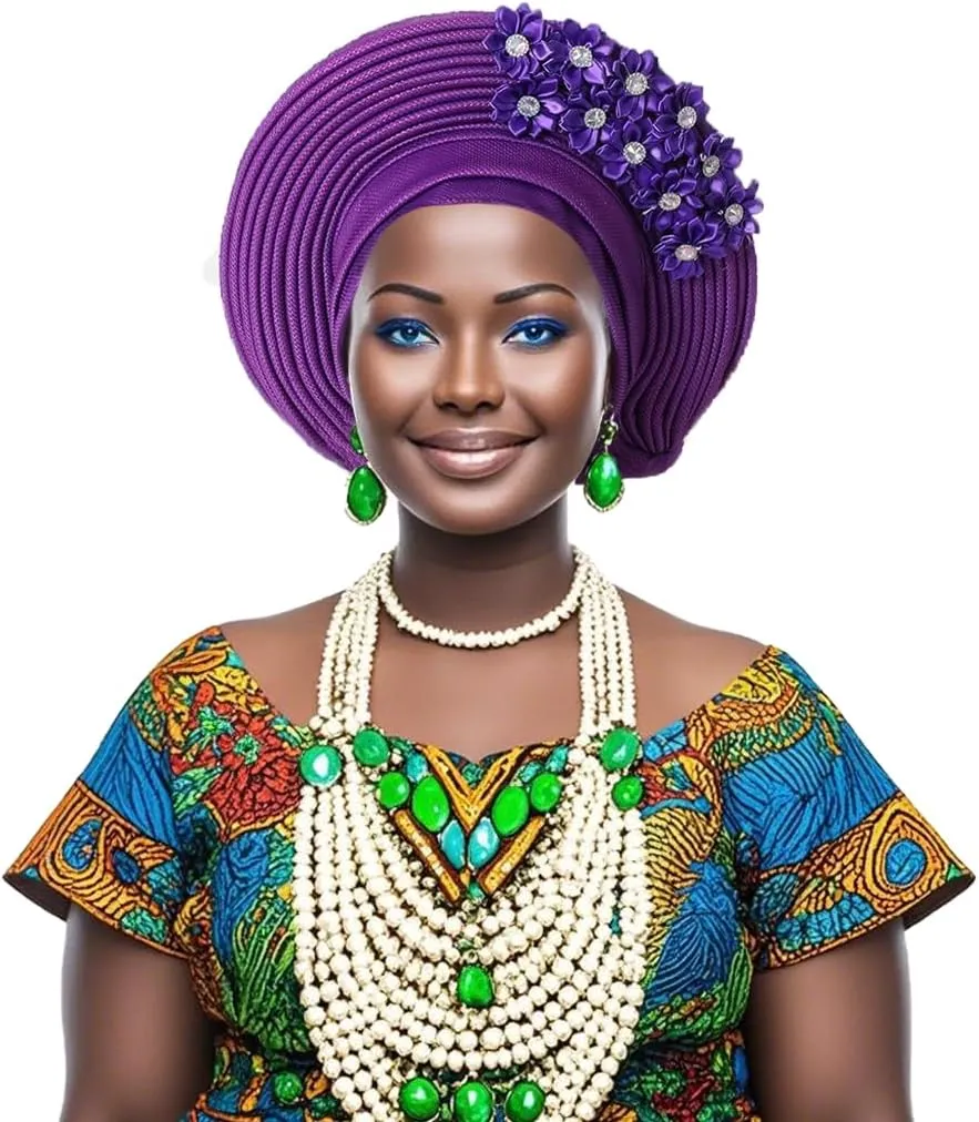 Nigerian Gele Headties African Turbans Auto Tie Headwraps Stylish Headscarves Women Hats