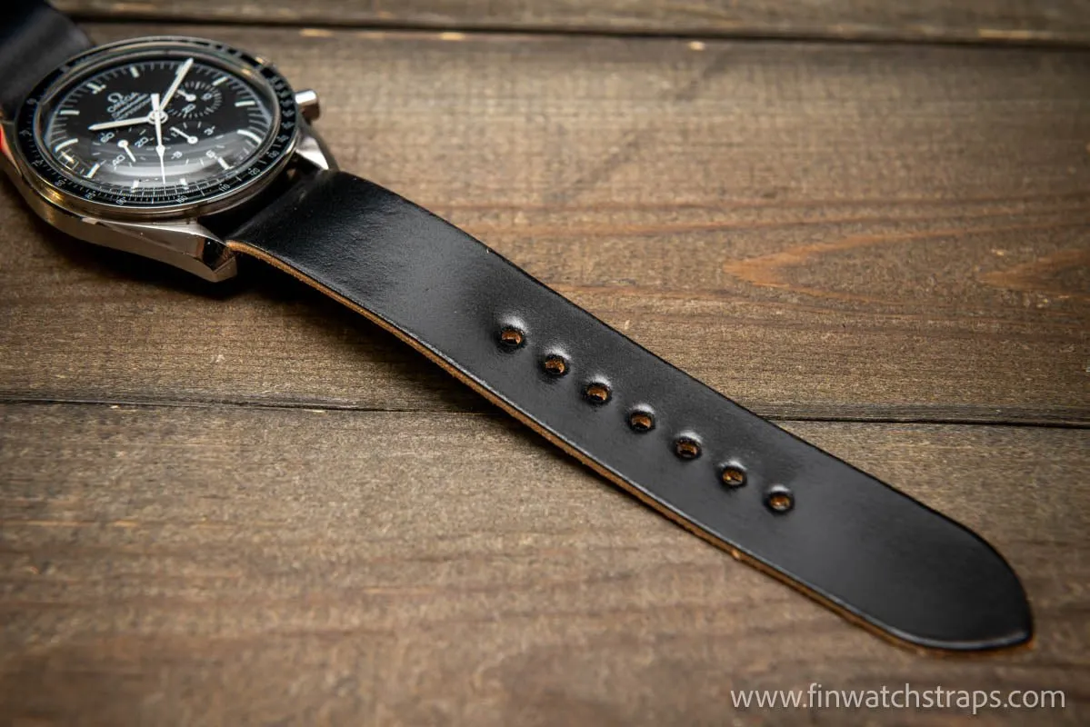 One piece Shell Cordovan watch strap. Handmade in Finland, 10-26 mm.