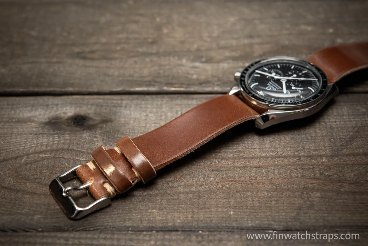 One piece Shell Cordovan watch strap. Handmade in Finland, 10-26 mm.