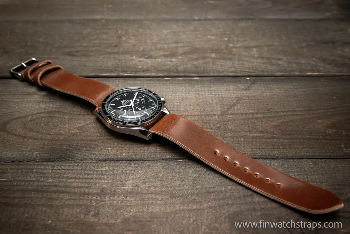 One piece Shell Cordovan watch strap. Handmade in Finland, 10-26 mm.