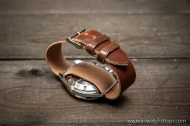 One piece Shell Cordovan watch strap. Handmade in Finland, 10-26 mm.