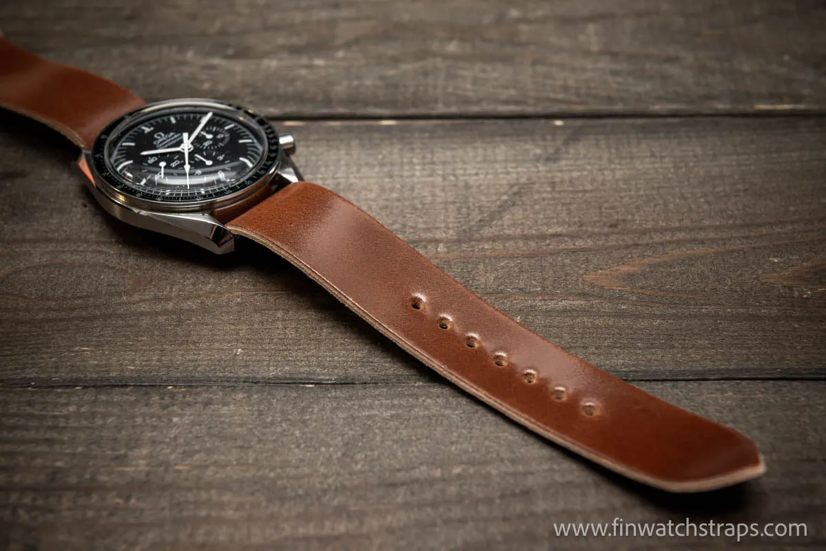 One piece Shell Cordovan watch strap. Handmade in Finland, 10-26 mm.