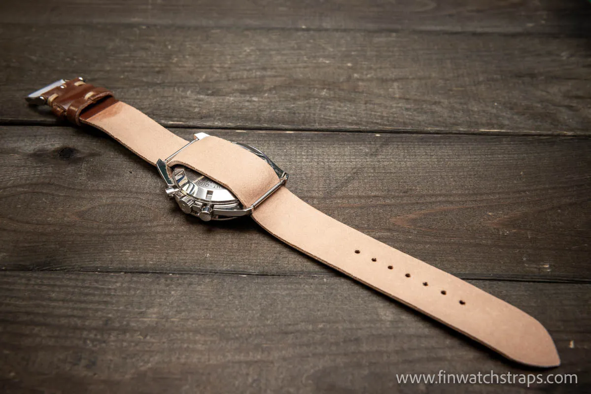 One piece Shell Cordovan watch strap. Handmade in Finland, 10-26 mm.