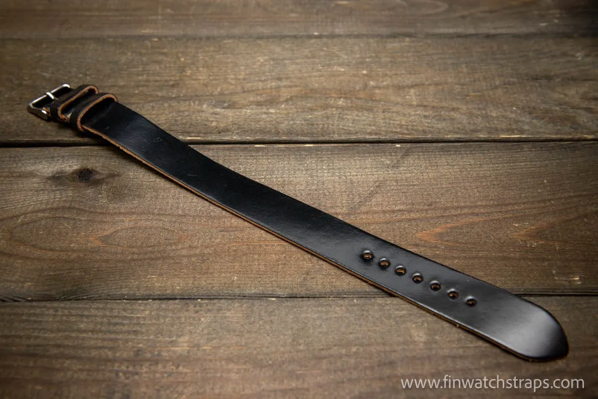 One piece Shell Cordovan watch strap. Handmade in Finland, 10-26 mm.