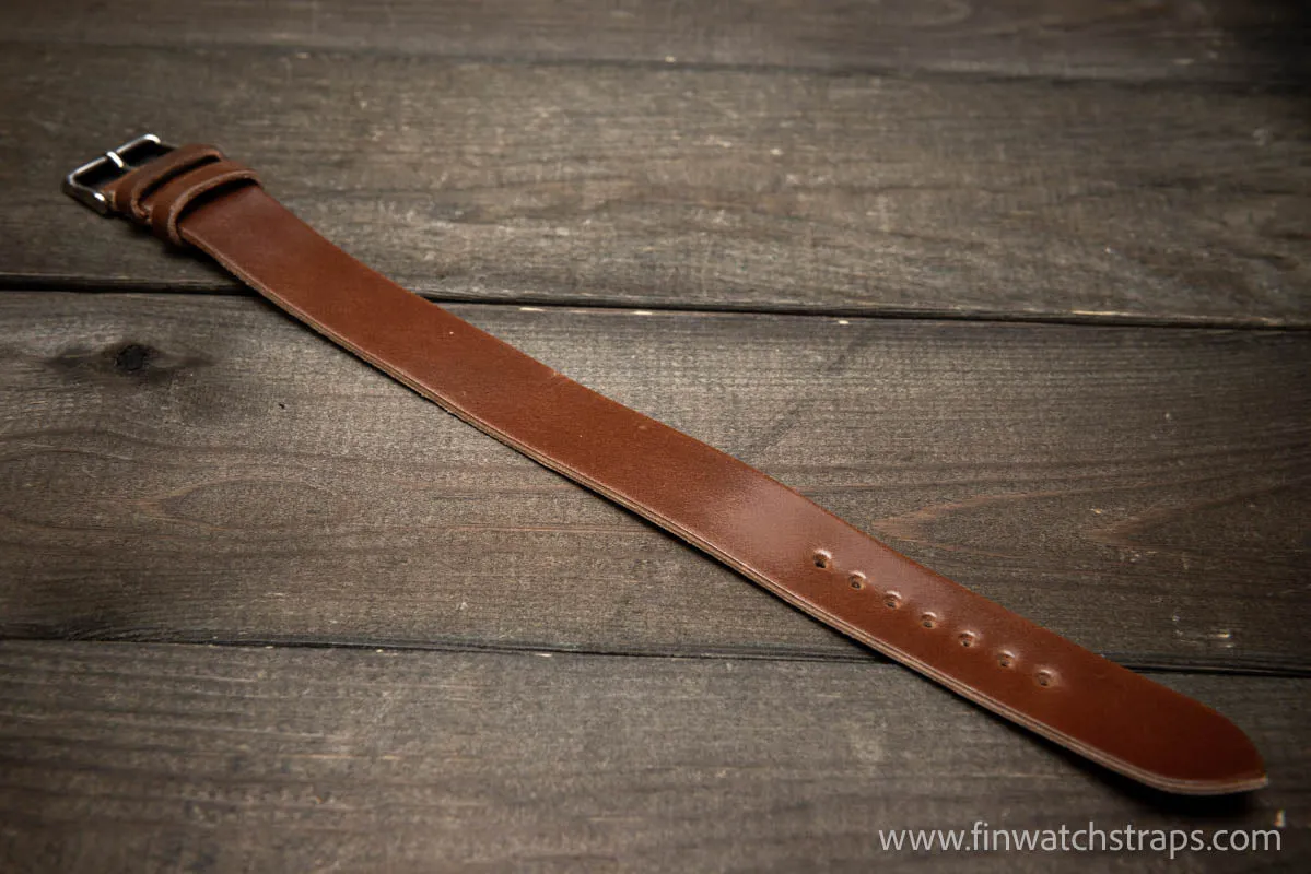 One piece Shell Cordovan watch strap. Handmade in Finland, 10-26 mm.