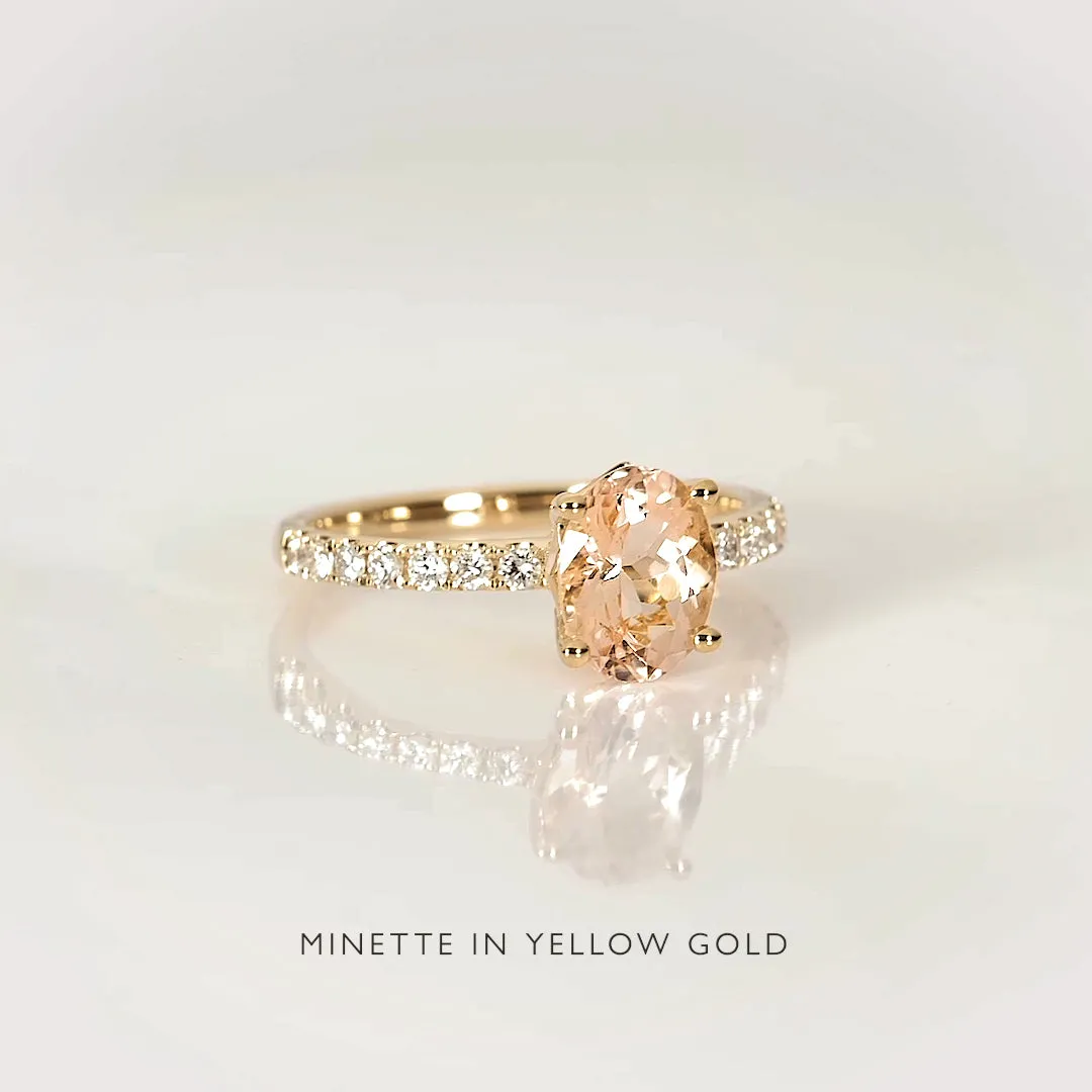 Oval Morganite and Diamond Ring Rose Gold - Minette